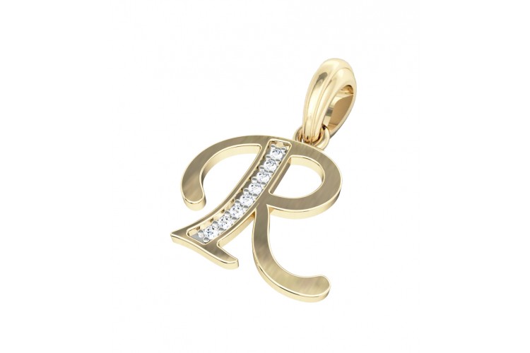 Gold Alphabet R charm